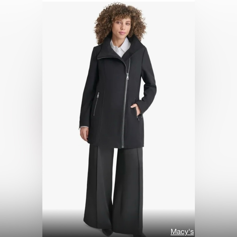 Dkny asymmetrical zip coat xs